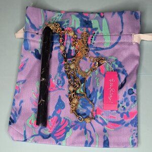 Lilly Pulitzer  Midnight Tassel Necklace True Navy Gold Tone Statement